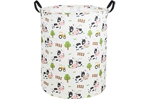 Essme Cow Print Laundry Hamper,Kids Hamper Collapsible Canvas Waterproof Storage Bin for Form, Nursery Hamper,Gift Baskets,toy bins(Cow)