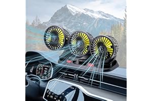 Dicross Triple-Head Fan for Car, Portable AC for Car with 360° Rotation Cigarette Lighter Plug for Car RV and SUVs