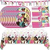 Barbie Birthday Party Decorations for Party | Serves 16 Guests | Banner, Tablecloth, Plates, Napkins, Sticker | Officially Licensed