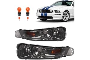 HECASA Pair Turn Signal Lights Compatible with 2005-2009 Ford Mustang Replacement for FO2521180 FO2520180 Front Bumper Lights