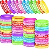Civaner 60 Pcs Bible Verses Bracelets Religious Silicone Bracelets Christian Inspirational Rubber Wristbands Colored Faith Bible Verse Wristband for Men Women