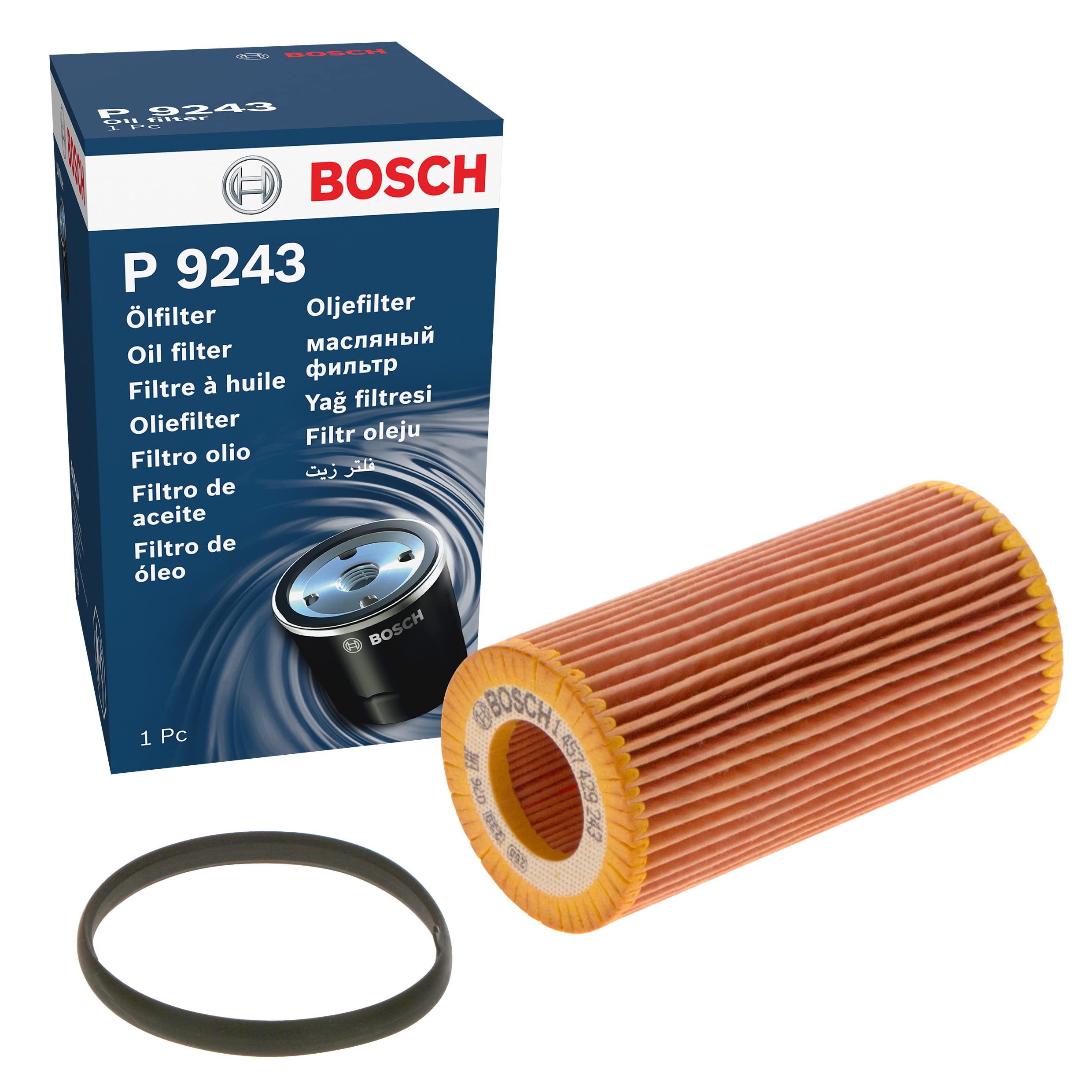 Bosch P9243 Car Oil Filter - Separates Soot and Metal Particles from Engine Oil - Provides Reliable Engine Lubrication