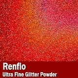 Renfio Holographic Ultra Fine Glitter Powder 50g Laser Rose Red Resin Flakes view 2