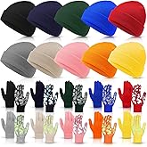 JaGely 20 Pcs Kids Hats Gloves Winter Bulk Knit Beanie Caps Warm Anti-Slip Gloves for Ages 5-10 Boys Girls