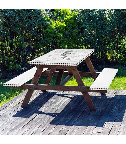 Lot De 3 Housses De Table Et Banc De Pique-nique – 183 X 76 Cm + 2 X 183 X 30 Cm, élastiques Anti-vent, Beige Vintage, Imperméables Pour Camping Et Barbecue