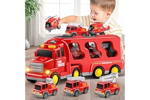 Beby Buty 5 in 1 Fire Truck Cars for Toddlers 3-5, Boy Car Truck Toys with Light Sound, Birthday Gifts for 3 4 5 6 Year Old Boy