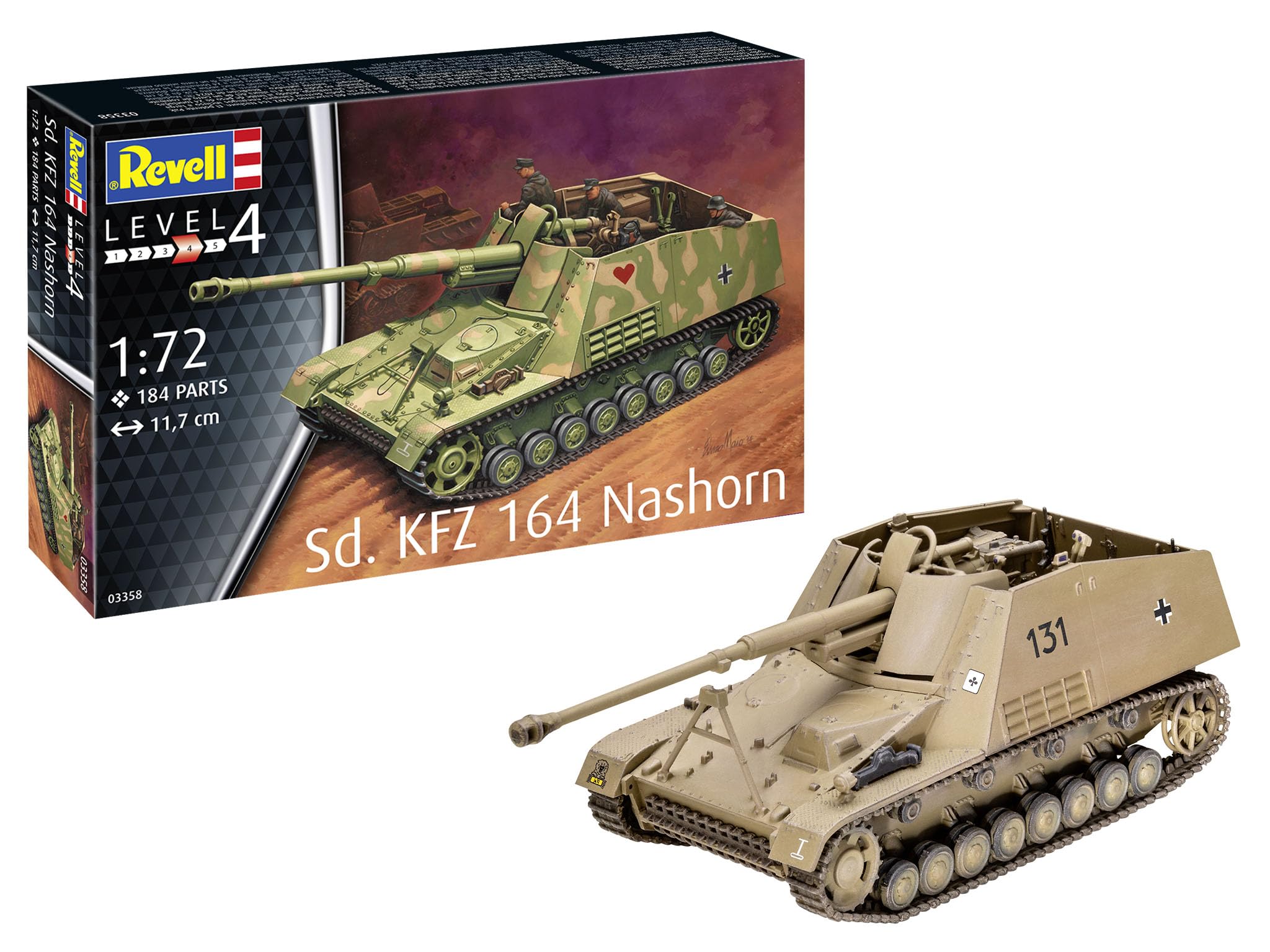 Revell 03358 Sd.Kfz. 164 Nashorn Tank 1:72 Scale Unbuilt/Unpainted Plastic Model Kit