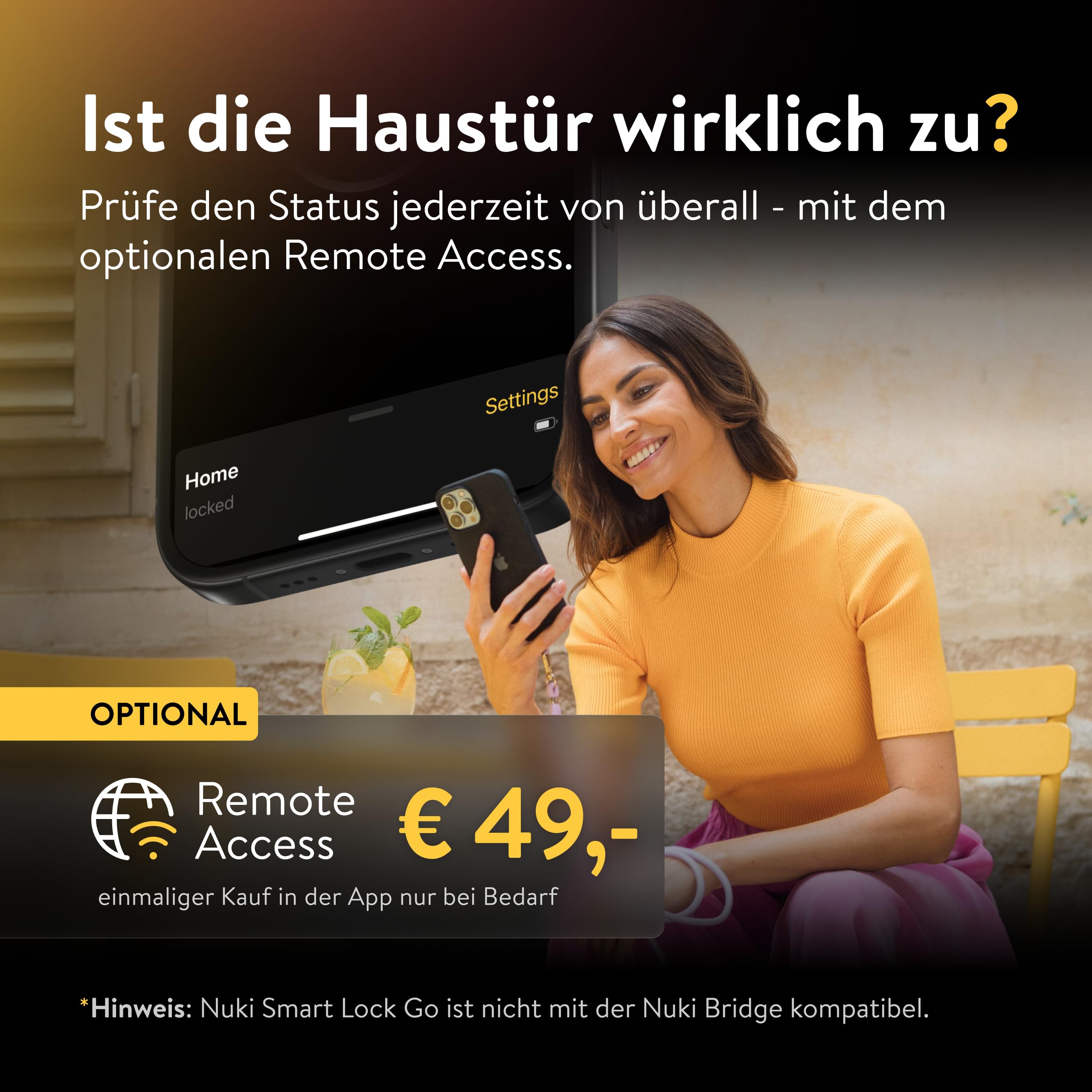 Nuki Smart Lock Go (2025) mit Bluetooth, WLAN & Matter, elektronisches Türschloss macht Smartphone zum Schlüssel, Nachrüsten ohne Zylindertausch – Smart Lock inkl. Keypad 5