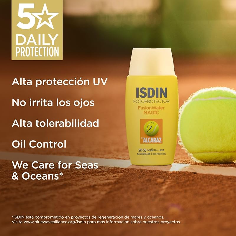 Fotoprotección Fusion Water MAGIC by Alcaraz Protector Solar Facial de Textura Ultraligera y Fase Externa Acuosa con Efecto Refrescante, 50 ml