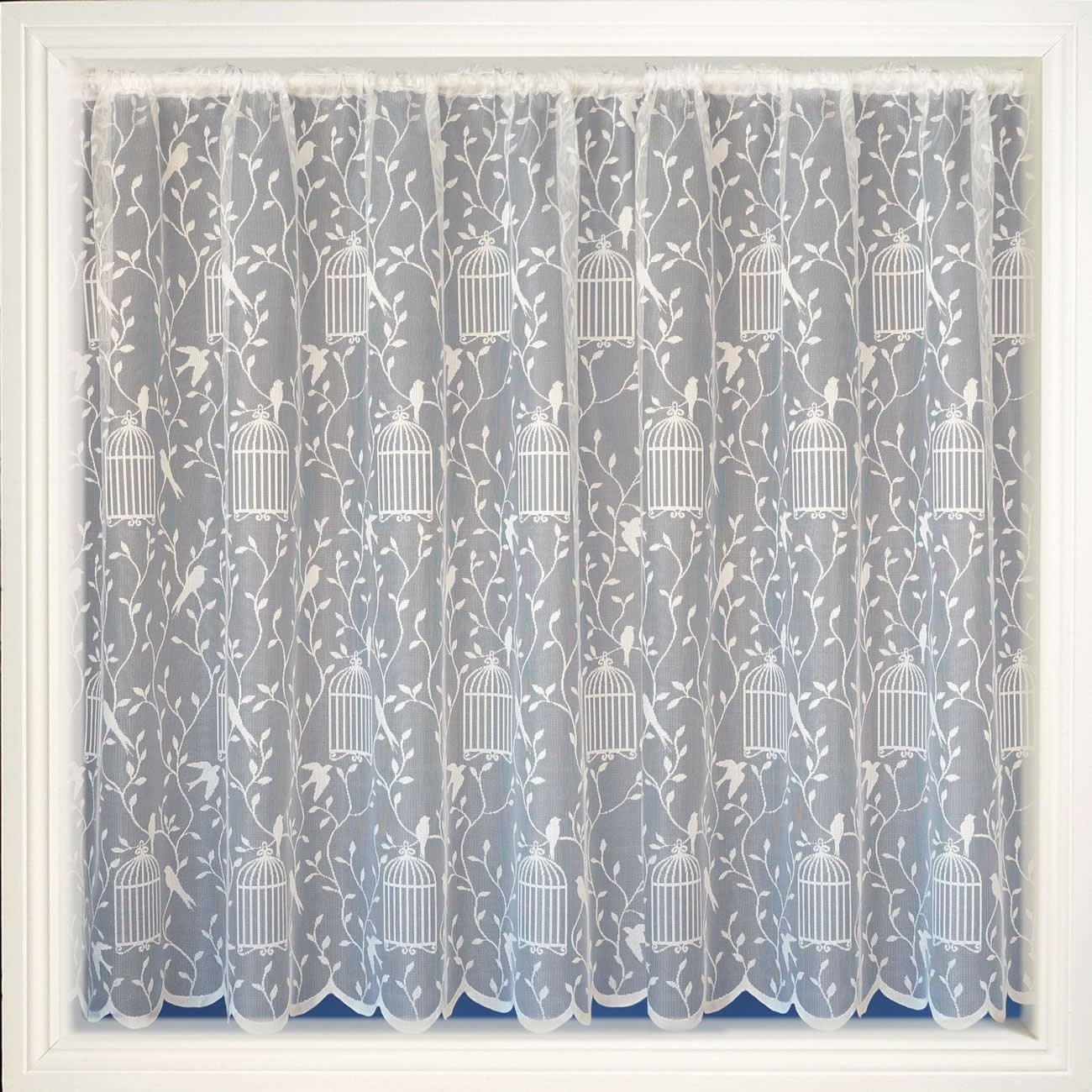 White Bird Cage Net Curtain, Lace Curtains, Songbird, 42" Drop Amazon