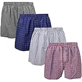 Falari 4-Pack Men's Boxer Underwear, 100% Cotton, Premium Quality, One-Button Fly