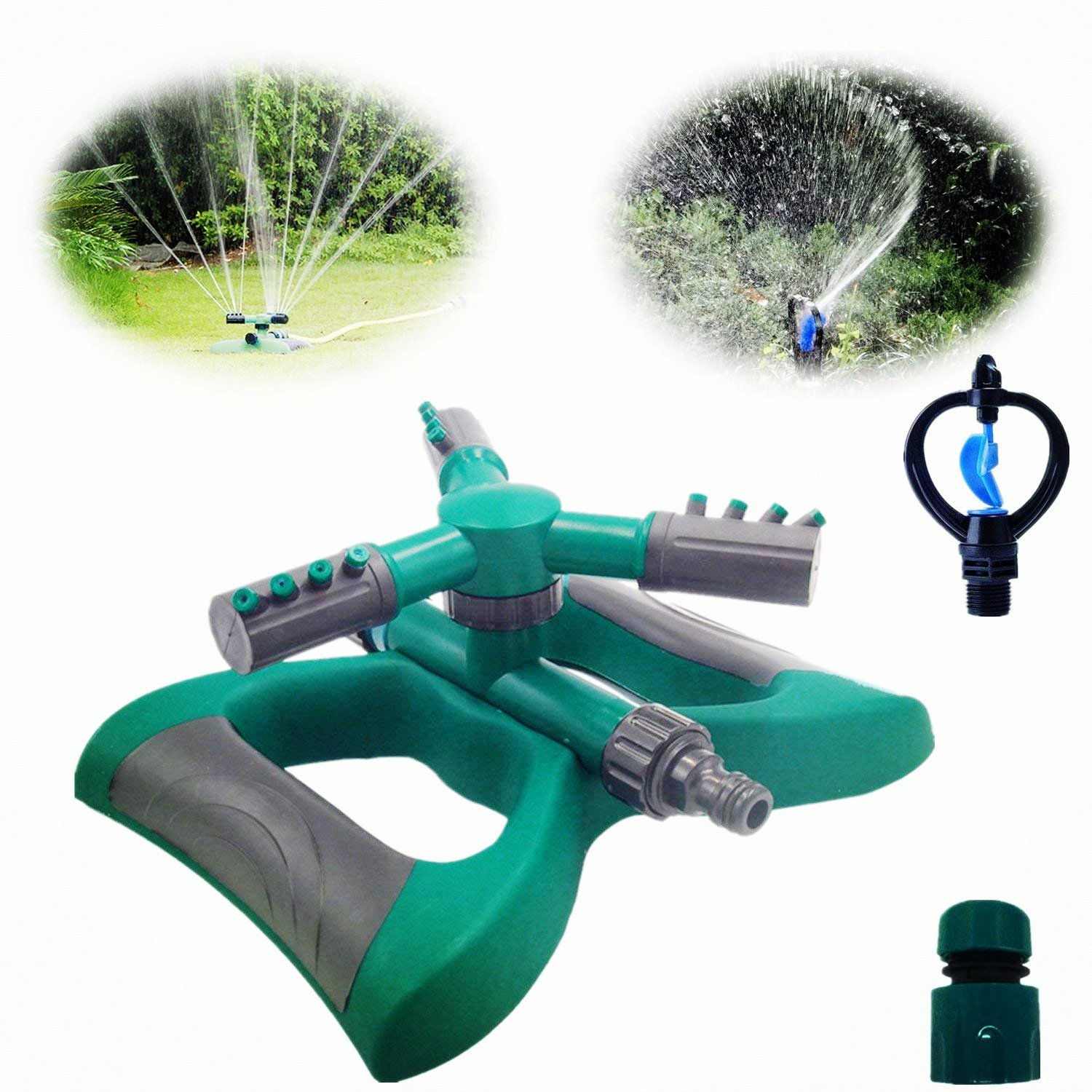 Hezbjiti Garden Sprinkler, Automatic 360 Rotating Adjustable Garden