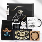 Birthday Gifts for Men Set Man Birthday Present Basket for Dad Boyfriend | Unique Personalized Gift Box with Mug, Bracelet, Socks, Candles,for Him Husband Brother Coworker,Present Basket