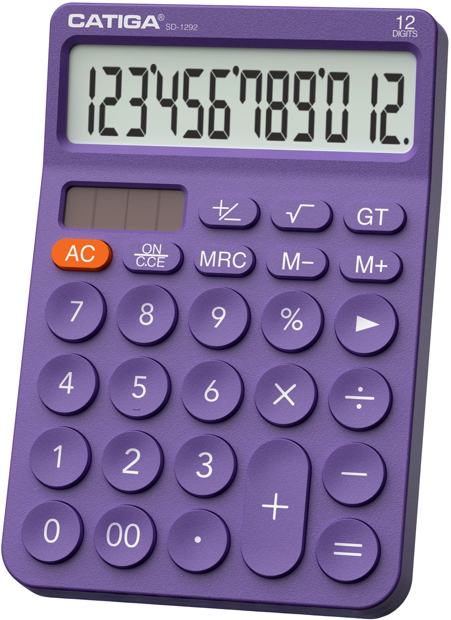 Photo 1 of CATIGA 12 Digit Desktop Calculator Basic Desk Calculator with Large LCD Display, Big Buttons, 4 Function, Solar and Battery Dual Power, for Office, School, Home, SD-1292 Purple