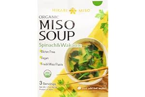 Miso Soup Instant - Hikari Miso Organic Instant Miso Soup with Spinach and Wakame - No MSG, Vegan, Gluten Free, USDA organic - Made in Japan