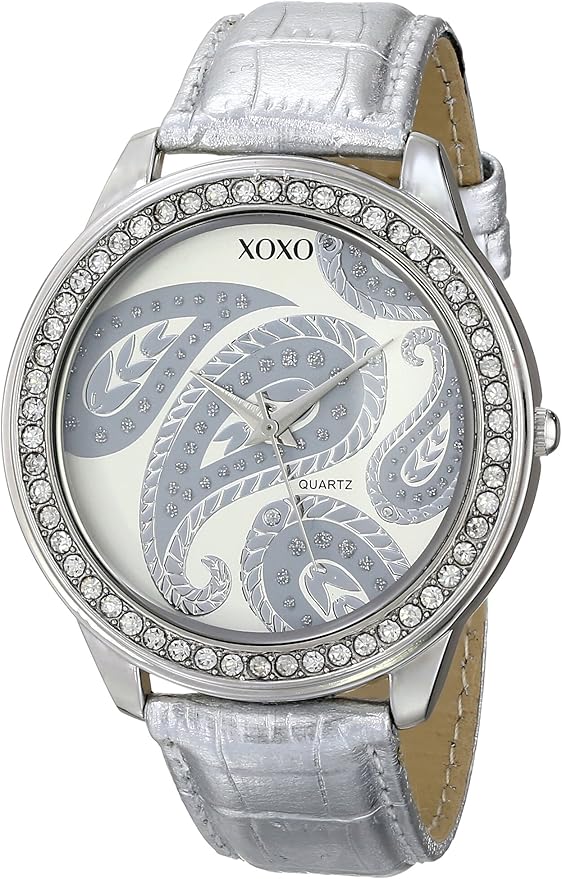 XOXO Women's XO3184 Silver Dial Silver Crocodile Genuine