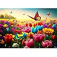 HUADADA Jigsaw Puzzles for Adults 1000 Piece Jigsaw Puzzles for Adults Challenging Game Butterfly Puzzle with Letters on Back（Butterfly and Flower）