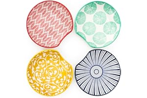 K KITCHENTOUR KitchenTour Ceramic Spoon Rest, 4.7 inch Spoon Holder for Kitchen Counter, Spoon Rest for Stove Top Coffee Spoon Rest, Cooking Utensil Rest Holder for Ladle, Spatula, Set of 4