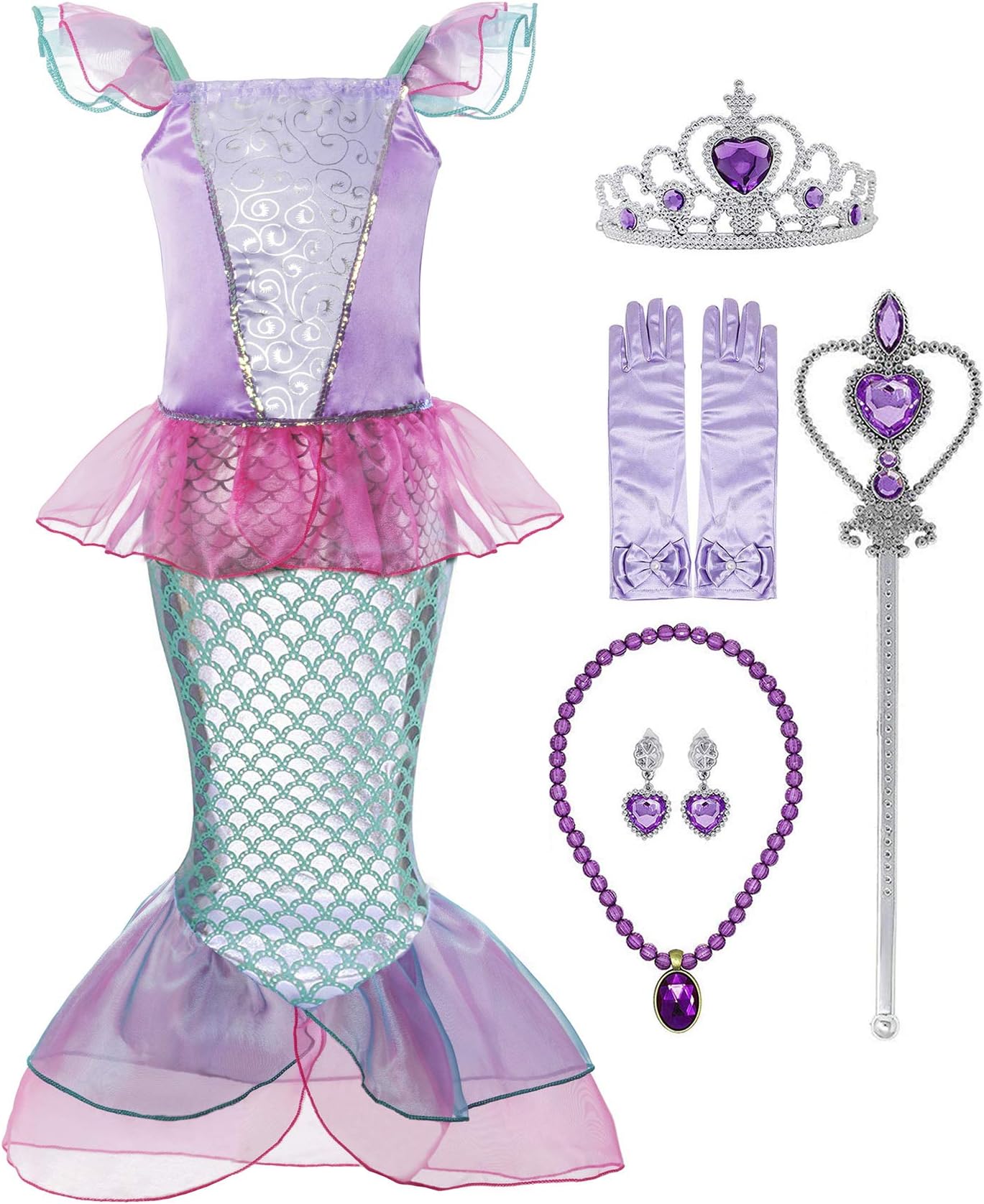 PadeteLittle Girl Long Sleeves Mermaid Princess Costume Sequins Party Dress