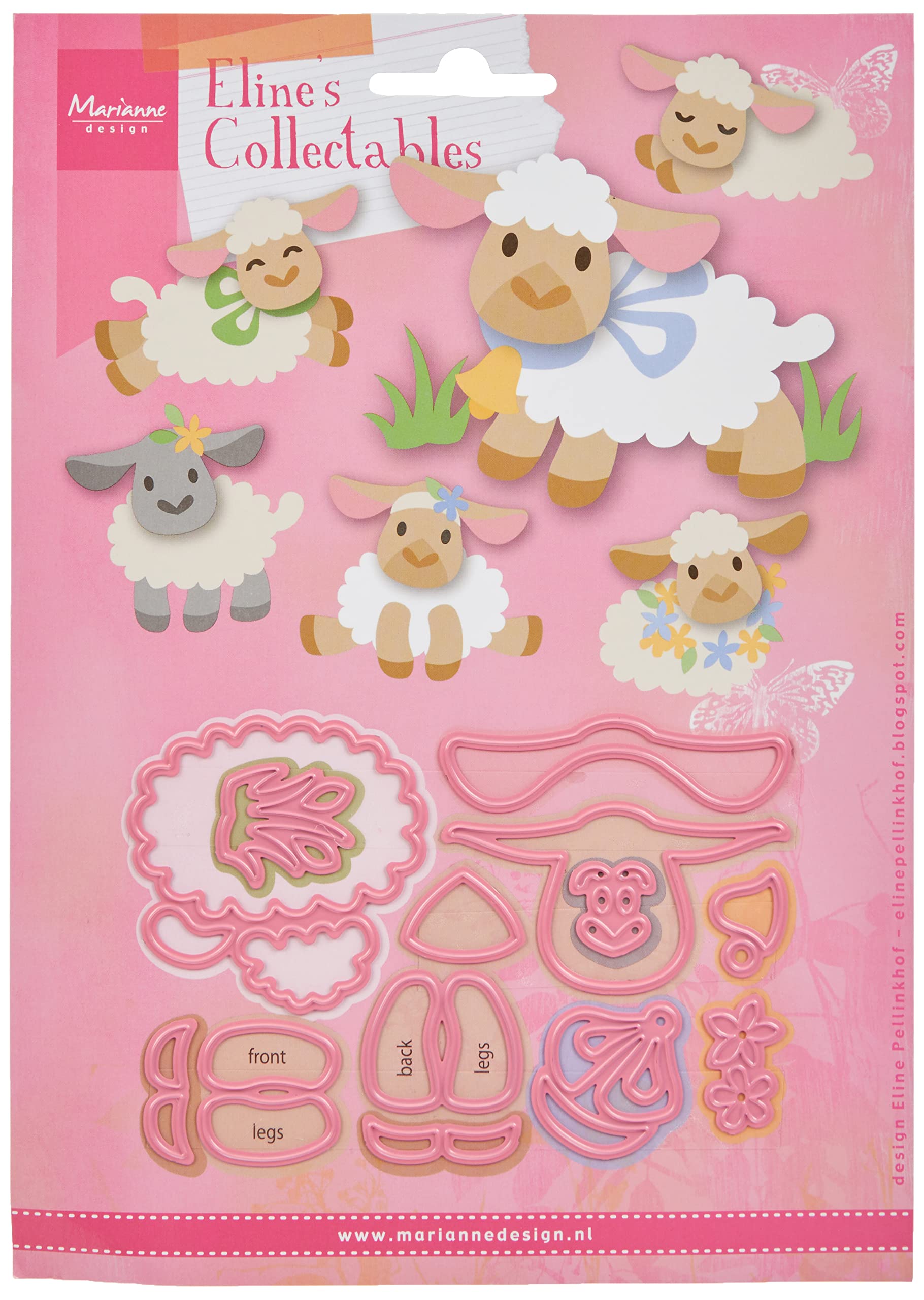 Marianne Design Collectables, Eline's Lamb, Intricate Designs and Embossed Details for Paper Crafts, Pink, 10.7 x 7.2 cm