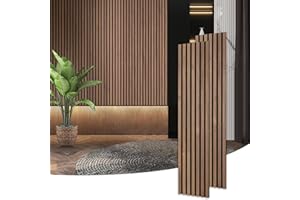 JINDOLI Wood Wall Panels for Interior Wall Decor Noise Reduction,Brown Fluted Panels for Wall,3D Wood Wall Panels Use for Soundproof Wall Paneling,94 Inch