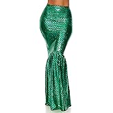Forplay Women's Mermaid Skirt with Hologram Finish, Halloween Maxi Skirt