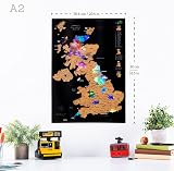 Atlas & Green Scratch Off UK Map Poster A2 with Accessories Kit view 2