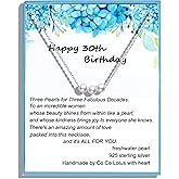 30th Birthday Gifts for Her, Simple White Pearl Necklace Crafted with 6mm Freshwater Cultured Pearl and Sterling Silver Adjustable Cable Chain, Gifts for Women