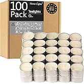 HomeLights Unscented Tealight Candles - 100 Pack, 8hr Smokeless White Votive Candles for Shabbat, Weddings, Home Decor