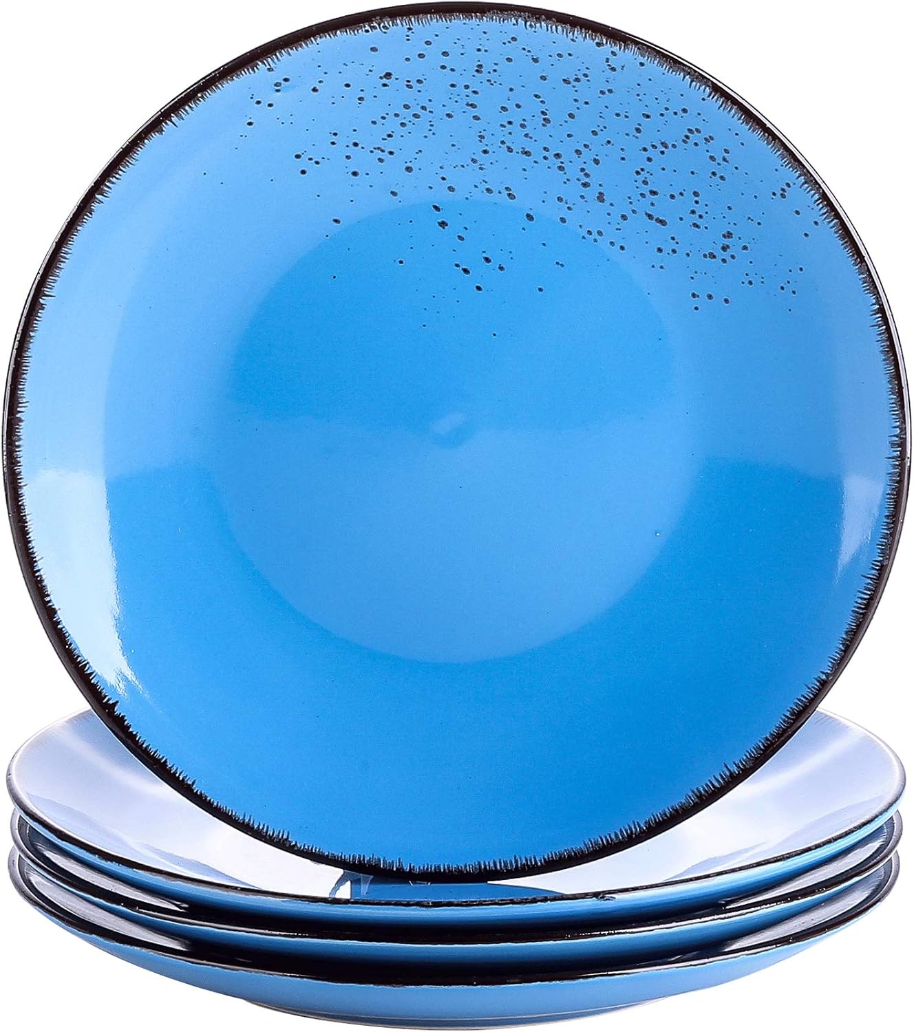 vancasso Navia Oceano Dessert Plate Set of 4, Stoneware Vintage Look Dark Blue Dinnerware Tableware