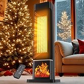 KEGIAN Space Heater Large Room, 1500W Electric Heaters for Indoor Use | 120&deg; Oscillation, ECO, Thermostat, Quiet, Remote, 24H Timer, 3D Flame, Portable Tower Heater for Bedroom, Office, Home