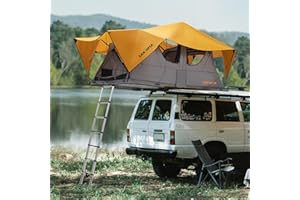 San Hima Alpine Aluminium Rooftop Tent - 3 Person, 4 Season, Soft Shell, 360 Skyview Windows, 82 x 54 Inch Floor, 81.4 LBS, Car SUV Truck Camping