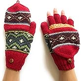 Ella Sussman Hand Knit Alpaca Convertible Mitten Fingerless Glove Flip Cover Fair Isle Pattern Fleece Lined