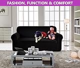 SAMSTEX 3 Seater Sofa Cover 1-Piece High Stretch 72-92 Inch Black view 3