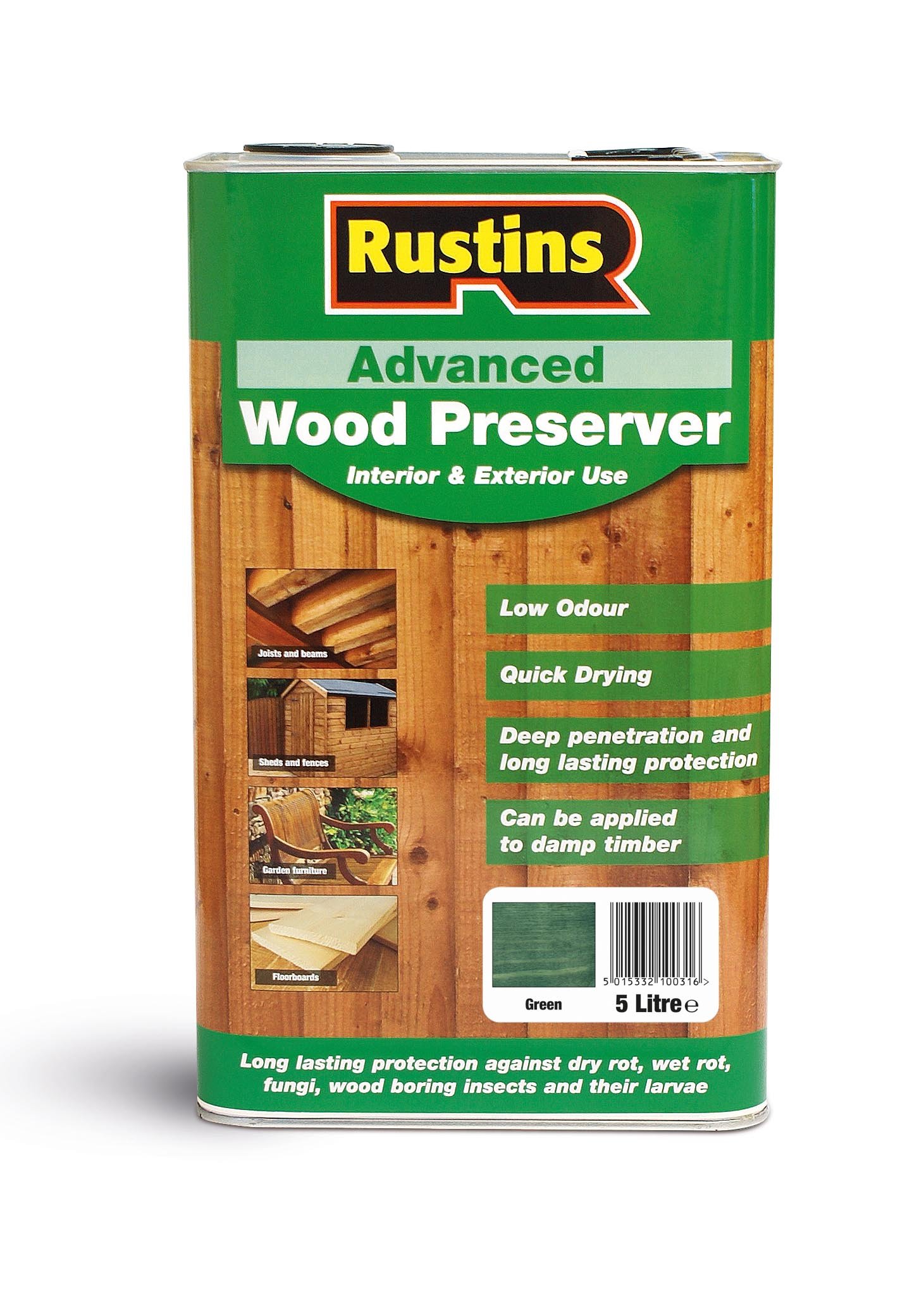 Rustins Advanced Wood Preserver Green 5L