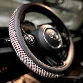 PINCTROT Bling Bling Comfy Steering Wheel Cover with Jumbo Crystal Rhinestones, Anti-Slip Diamond Leather, Universal 15 Inch (Red)