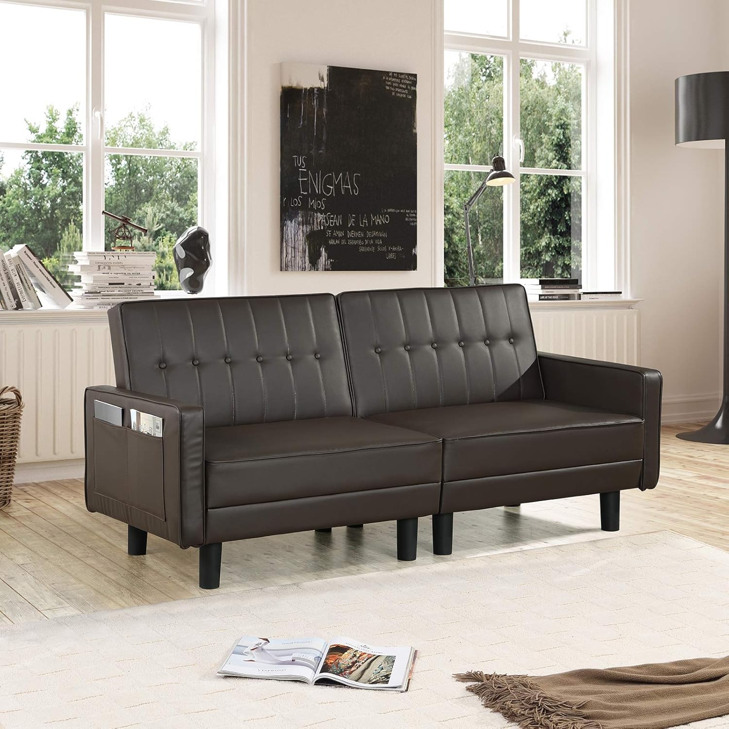 IPKIG Convertible Futon Sofa Bed Loveseat Sofa Bed with 3