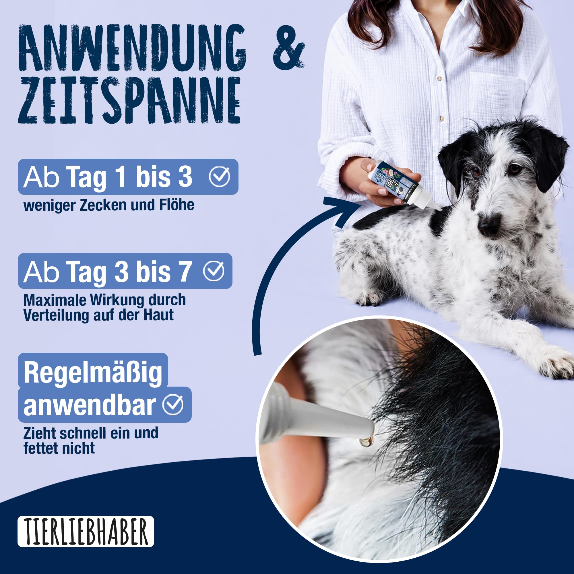 Zeckenschutz Hund Z-Spot mit Geraniol – Pflanzliches Zeckenmittel für Hunde tierärztlich entwickelt – Spot On Hund mit Schwarzkümmel- & Kokosöl – Floh und Zeckenschutz für Hunde 50ml von TIERLIEBHABER 5