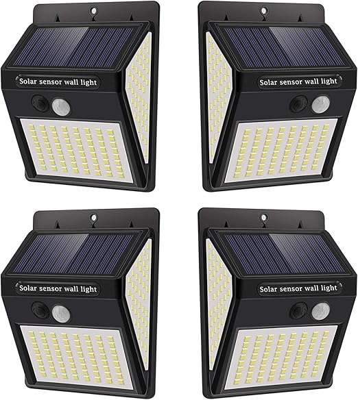 luz solar exterior con sensor de movimiento luces 144 led solares exteriore 3 modos 270º lluminacion focos solares exterior impermeable aplique