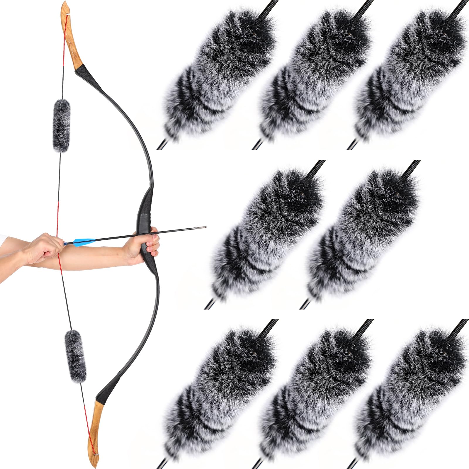 Photo 1 of Wettarn 8 Pcs Otter Hide Bow String Silencer, Dampener Compound Bow String Accessories, Suitable for Recurve Traditional Hunting Shock Absorption