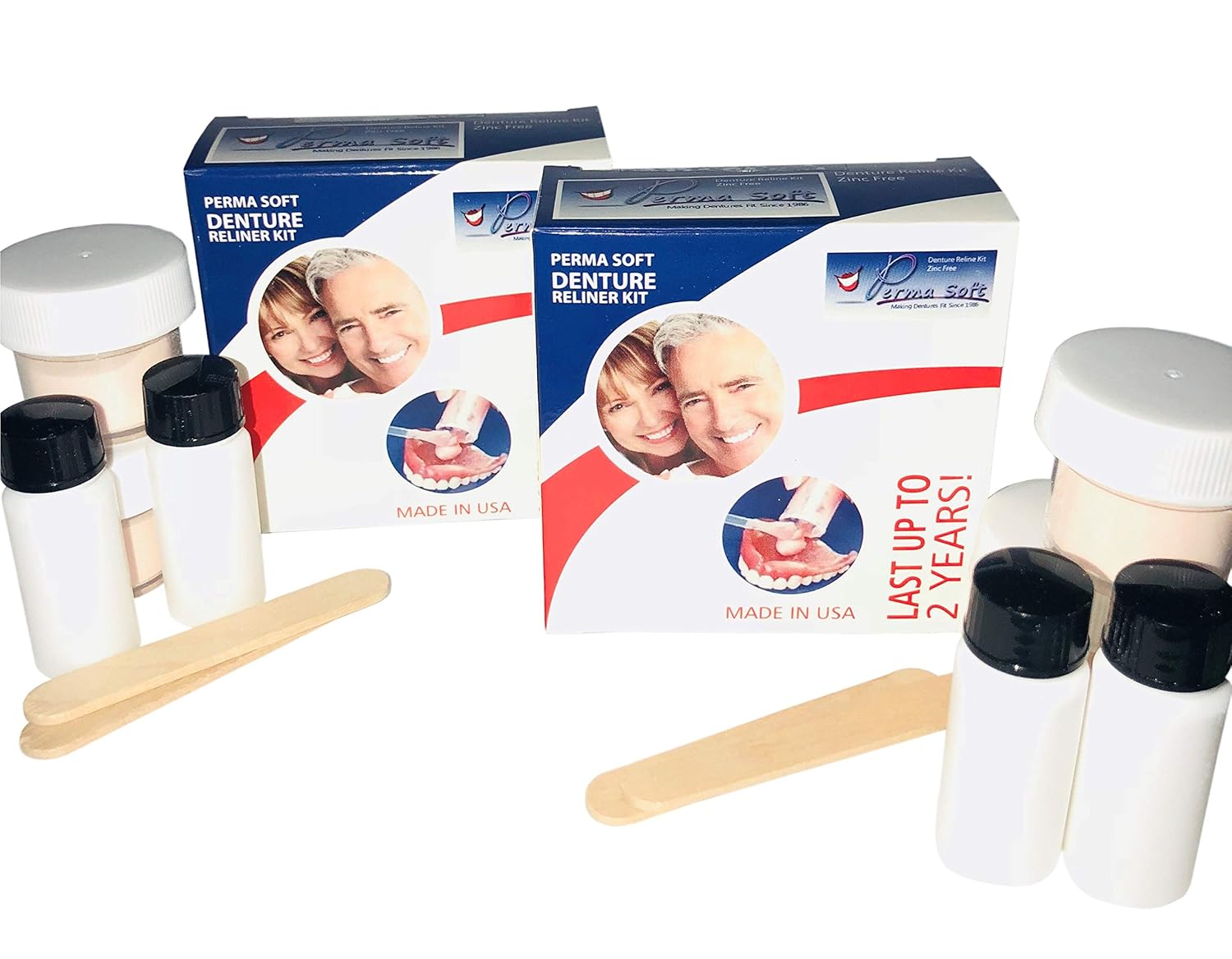 Perma Soft Denture Reline Kit- 2 Boxes (relines 4 dentures) : Beauty