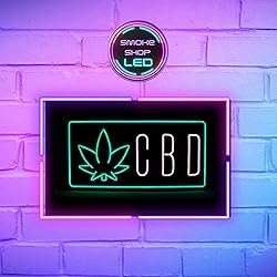 'CBD' LED Sign with Leaf Icon by SMOKE SHOP LED