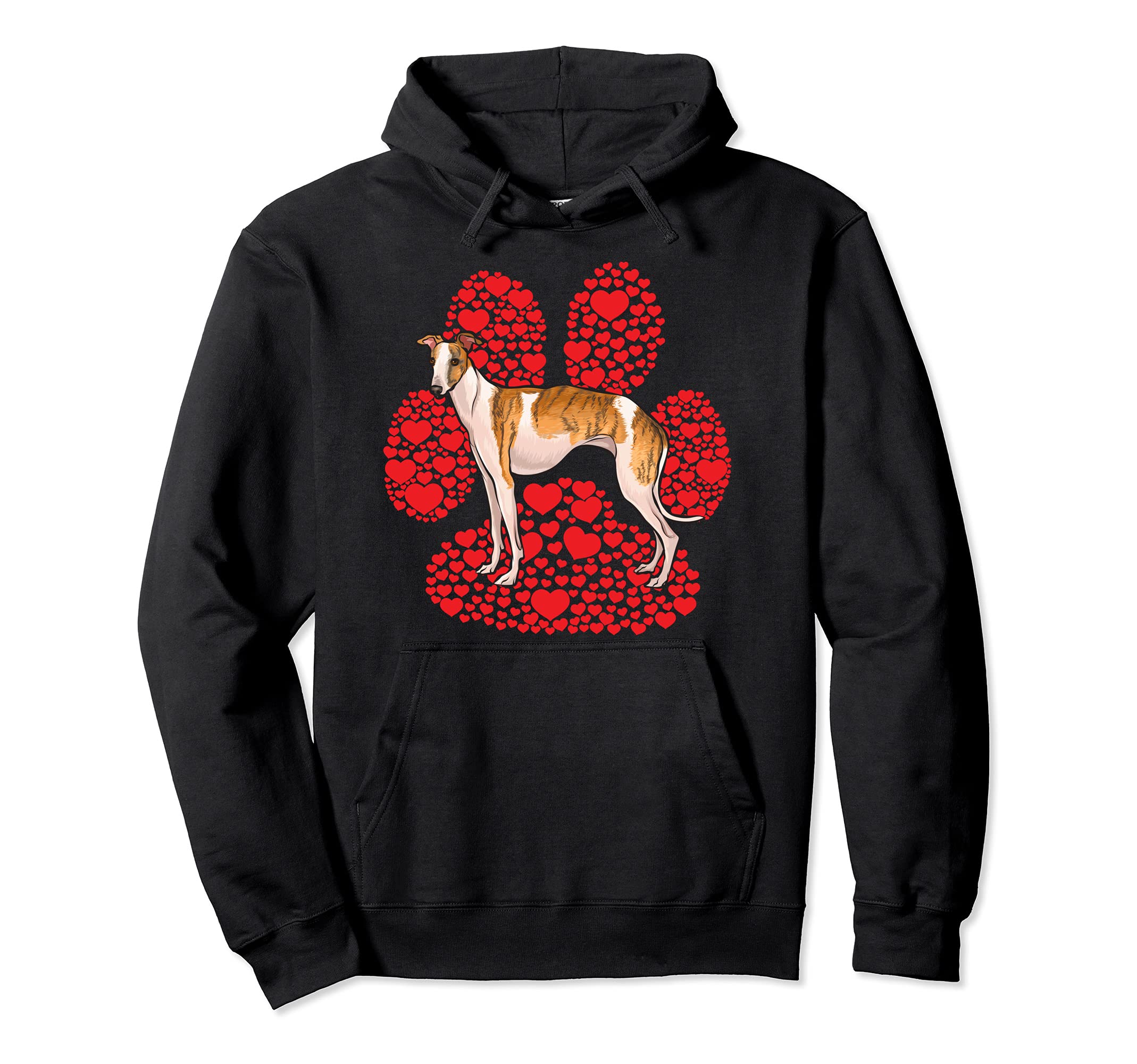 Whippet Valentines Day Dog Love Paw Pullover Hoodie