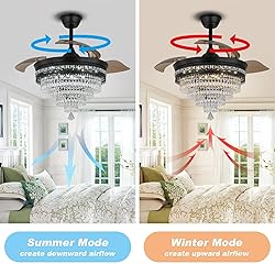 diisunbihuo 42" Black Fandelier with Light Modern