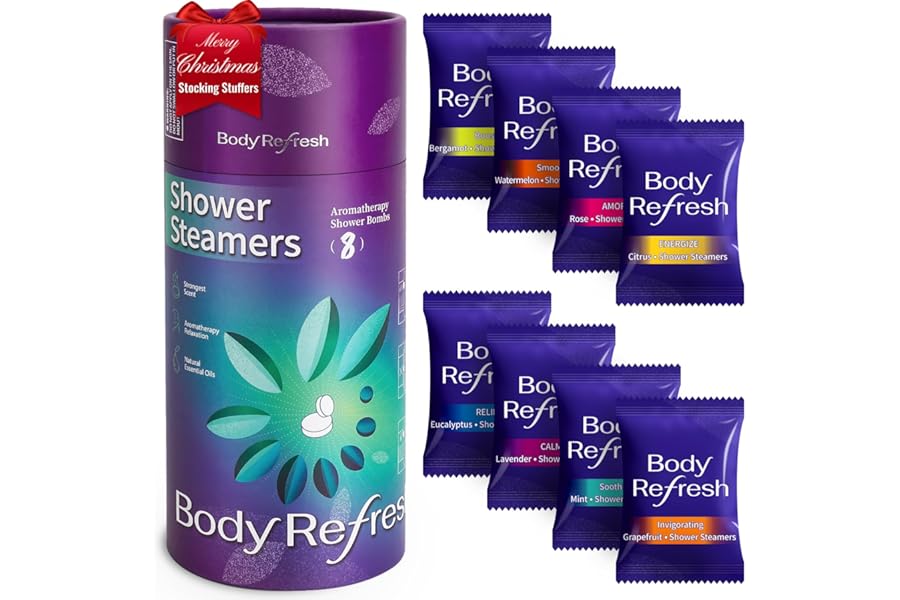 BodyRefresh Shower Steamers Aromatherapy – Birthday Gifts for Women, 8 Pack Shower Bombs, Self Care Home Spa Relaxation Gifts, Christmas Stocking Stuffers for Adults, Women, Teens, Mom, Wife