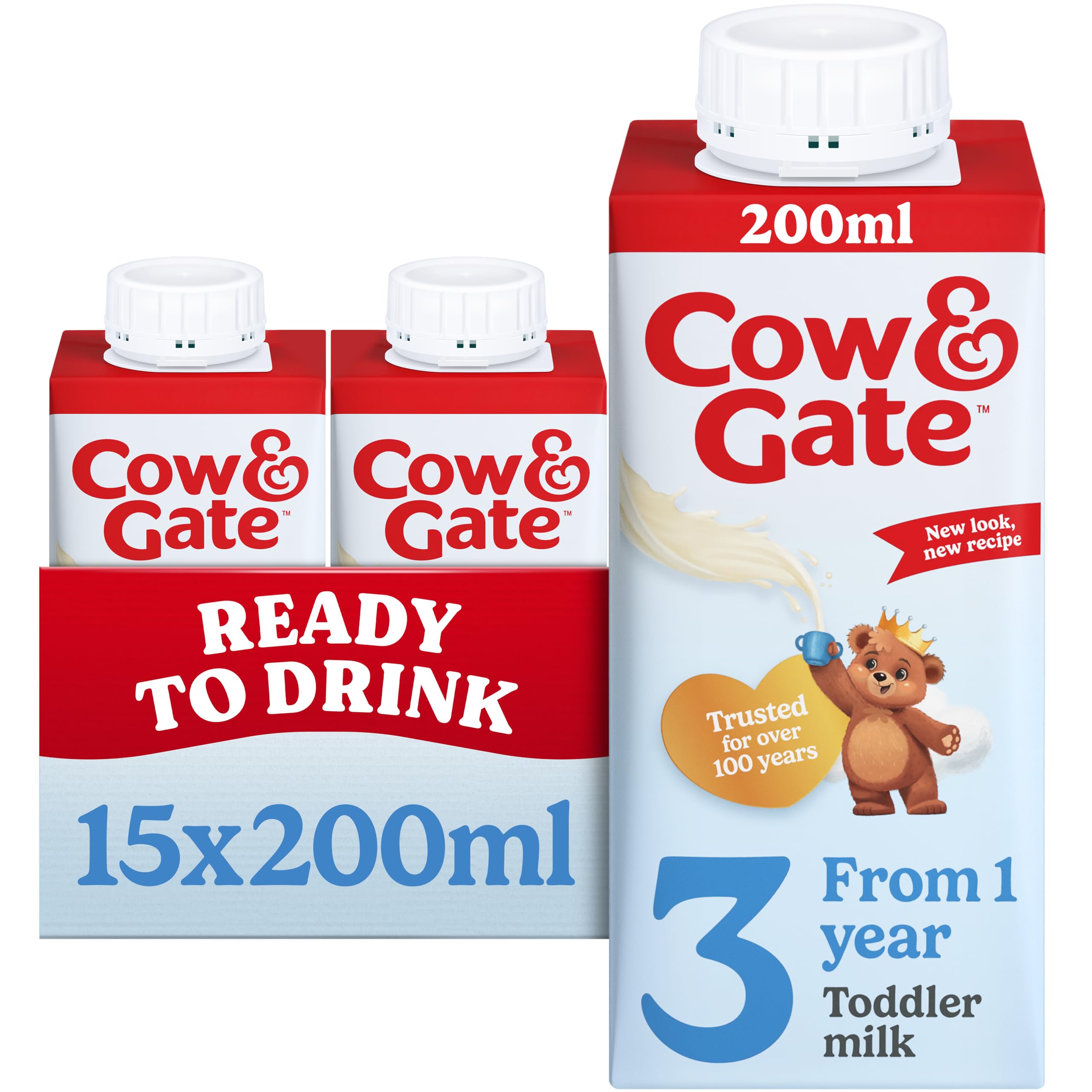 Cow and Gate 1 to 2 Years Growing Up Milk 200 ml (Pack of 15) - Packaging May Vary