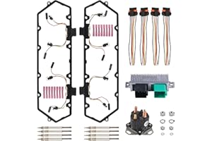 GESEXI Valve Cover Gasket Kit with 8 Glow Plugs & 4 Injector Glow Plug Harnesses & Relay Solenoid & Controller Compatible with 98-03 7.3L Ford Powerstroke Diesel