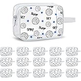 Lebaley 16PCS Volleyball Team Gifts Cosmetics Bag - PVC Clear Portable Makeup Bags Organizer 7 x 5.5 x 1.7 '' Waterproof Sport Zippered Toiletry Carry Pouch for Volleyball Coach Travel Party Supplies