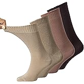 Diabetic Dress Socks Comfortable Soft - Men Women - Non constricting to Ease Circulation Neuropathy Maternity (Brown Mix 4 Pairs)