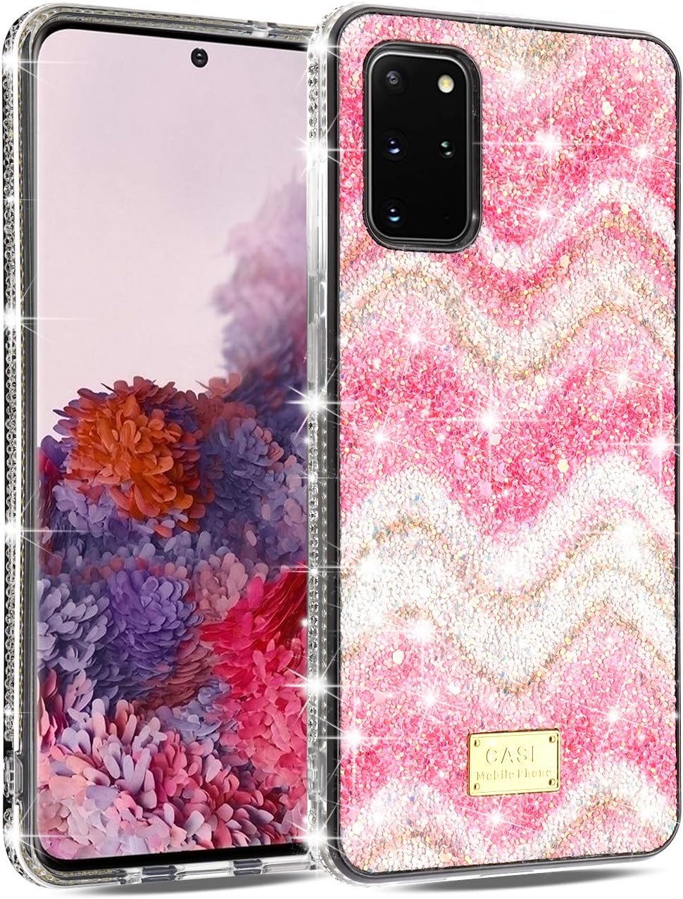 MMHUO Galaxy S20 Plus Case Durable Hybrid Glitter Sparkle Phone Case for Girls Women Bling Shinny Diamond Soft Bumper Shockproof Protective Case for Samsung Galaxy S20 Plus 5G 6.7 Inch (2020), Pink